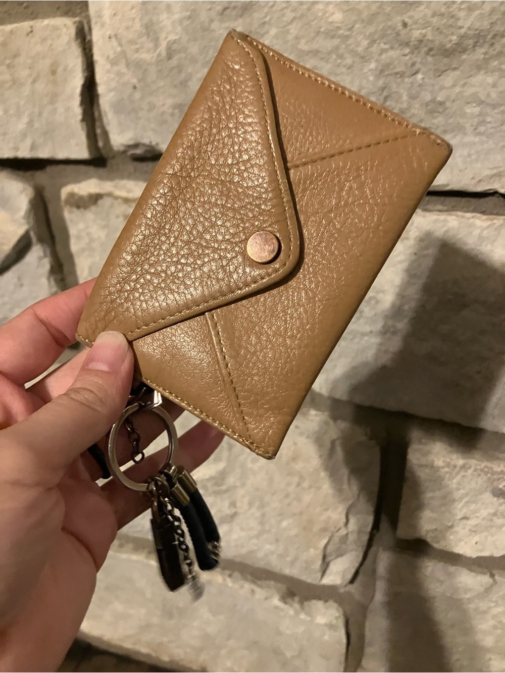 Aimee Kestenberg Compact Tan Leather Key Card Wallet